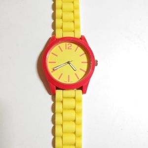 Neon pink and yellow womens watch Japan movt.
